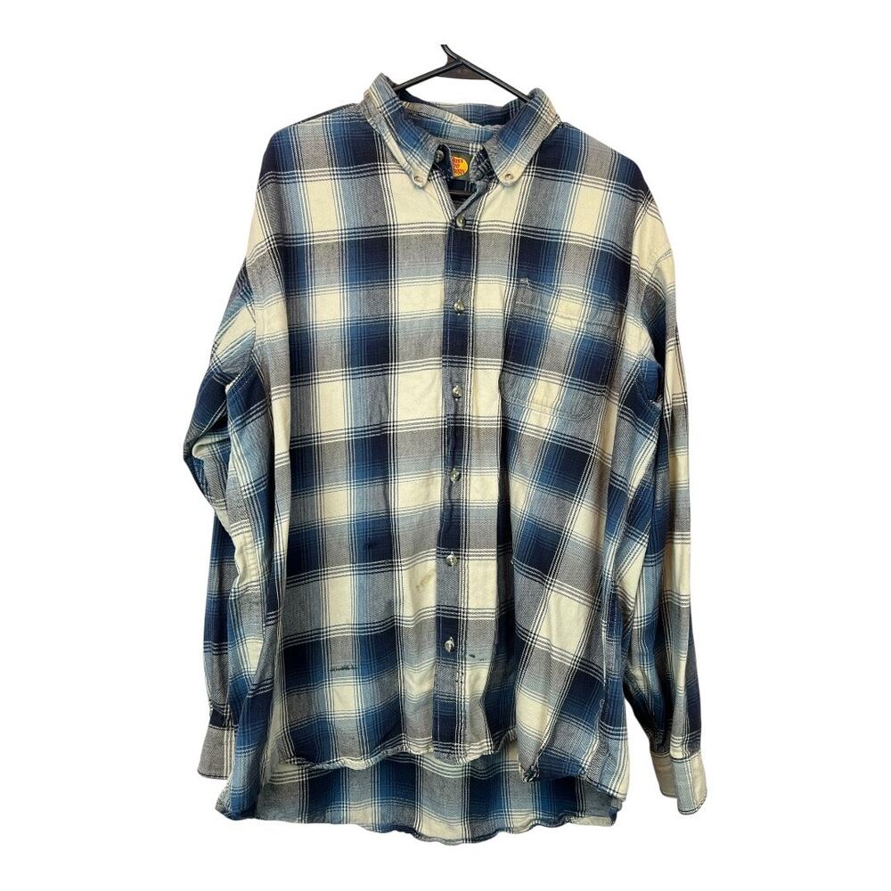 Mens Grunge Flannel Shirt Button Down Distressed Gorpcore Utility